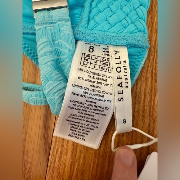 Seafolly Australia Marloe Banded Bralette Bikini Top - Atoll Blue size US 4 NWT - Picture 5 of 10